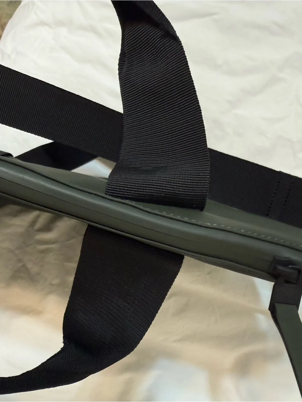 RAINS Olive Green Laptop Bag with Black Straps